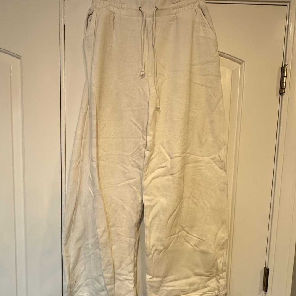 Forever 21 Cream Wide Leg Sweatpants